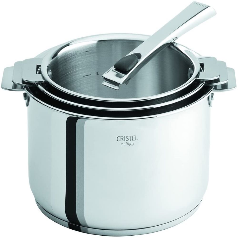 Série 3 casseroles Cristel inox graduées Casteline avec poignée Mutine, Cristel, , par Esprit Maison