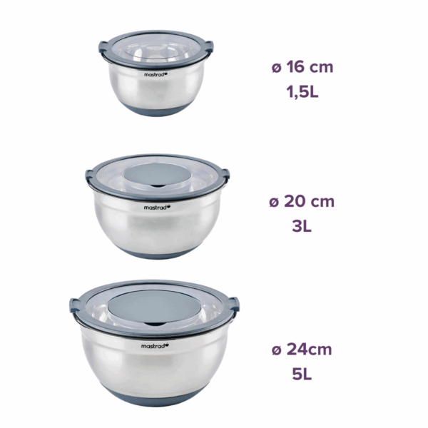 Lot de 3 bols avec couvercles Mastrad – Image 2